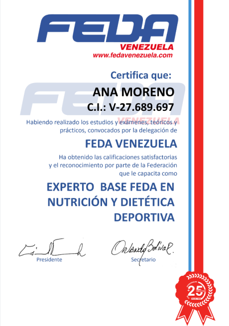 Certificado Nutricion y Dietetica Deportiva FEDA